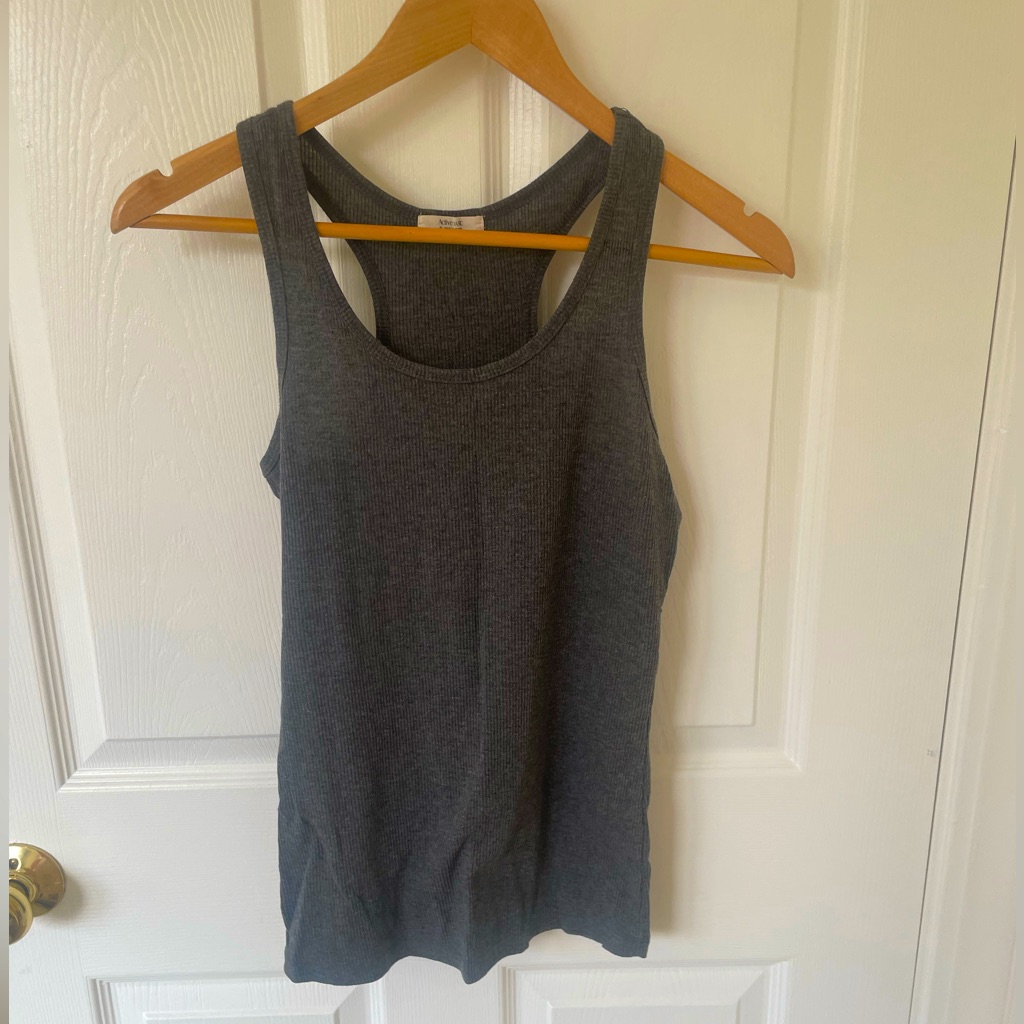 Grey Ribbed Tank Basic